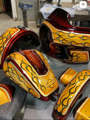 PRE ORDER* Perimeter Flame Helmet (Gold,Silver or Variegated Leaf Det – ALLEYWAY KUSTOMS STORE